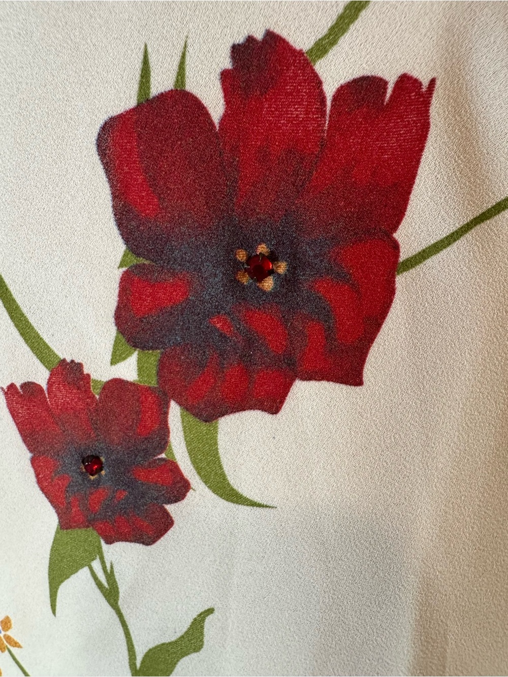 Elegant White Slip Dress with Red Floral Embroidery - Picture 3 of 9